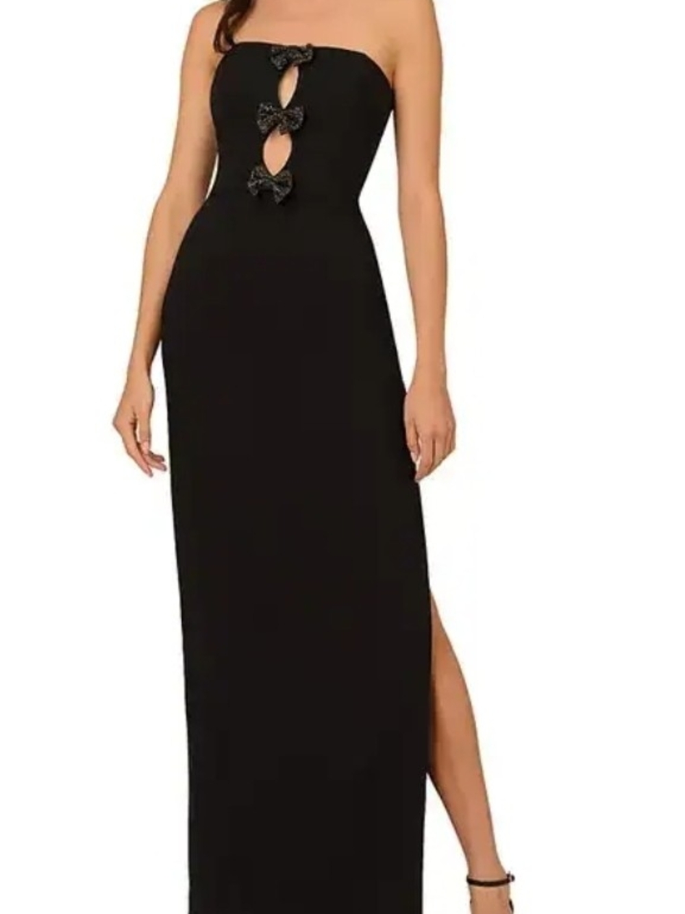 Liv FOSTER Black Strapless Bow-Accent Evening Gown